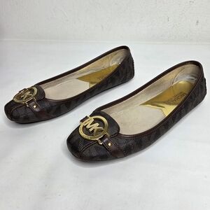 Michael Kors Fulton Brown MK Logo Ballet Flats Shoes Womens 7.5